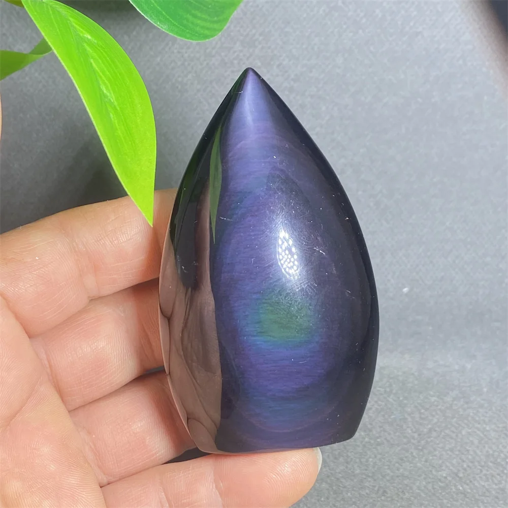 حلي كريستالية على شكل عين القط من حجر السج الطبيعي بألوان قوس قزح عالية الجودة وأحجار كريمة ملونة لتزيين المنزل (تحتاج إلى أن تكون في الضوء)