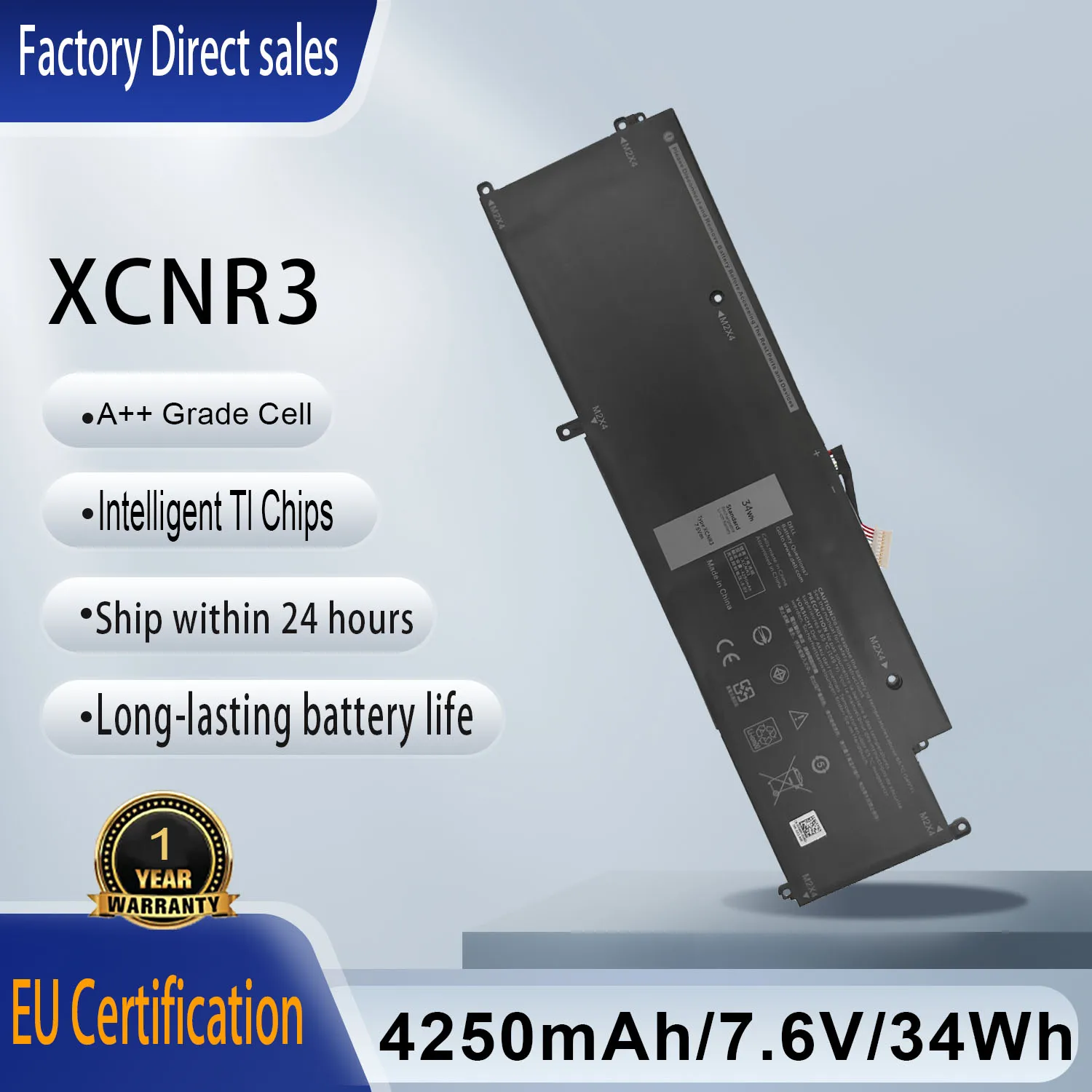 

Новый аккумулятор для ноутбука XCNR3 7.6V34Wh 4250MAH для Dell Latitude 13 7370 Ultrabook Series WV7CG 0WV7CG 0XCNR3 WY7CG MH25J N3KPR P63NY
