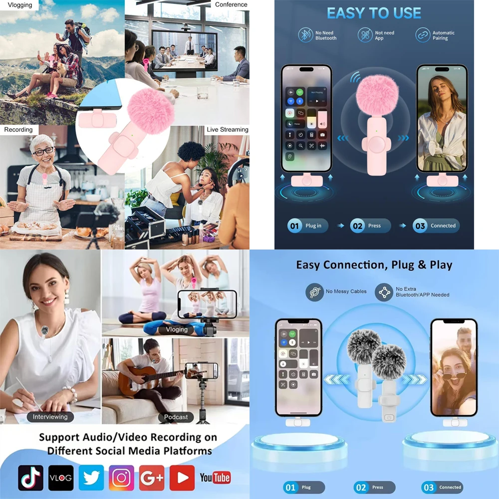 Wireless Lavalier Microphone Portable Mini Mic for iPhone Android PC Camera – Video Recording Live Streaming Vlog Gaming image 5