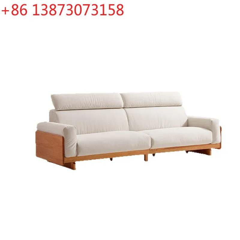 

new log wind oak solid wood sofa living room small apartment furniture wood cocoa series