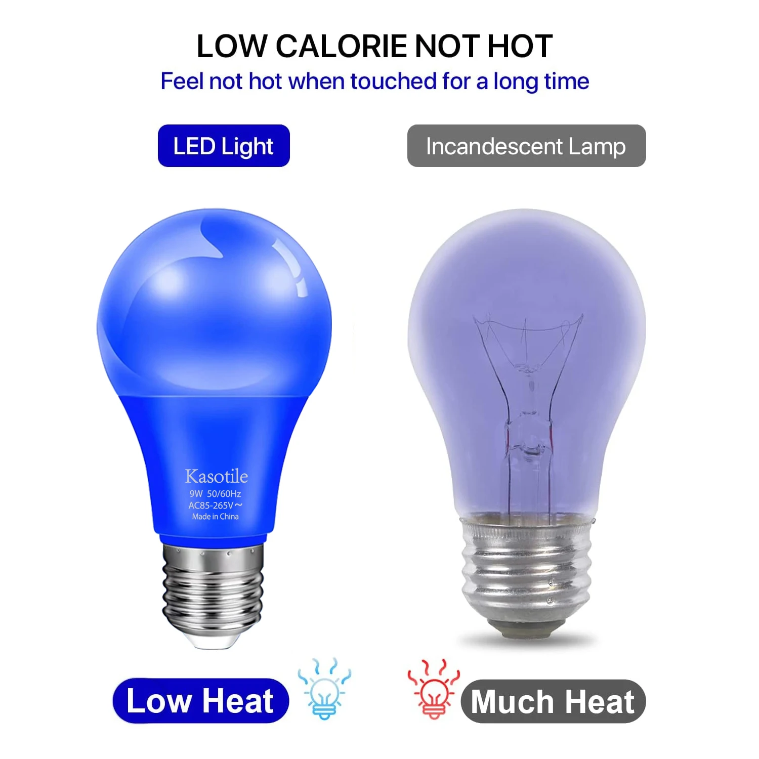 Kasotile LED Blue Bulb E26 9W Energy Bright Light Bulb for Home Party Wedding Stage Decoration 2Pack