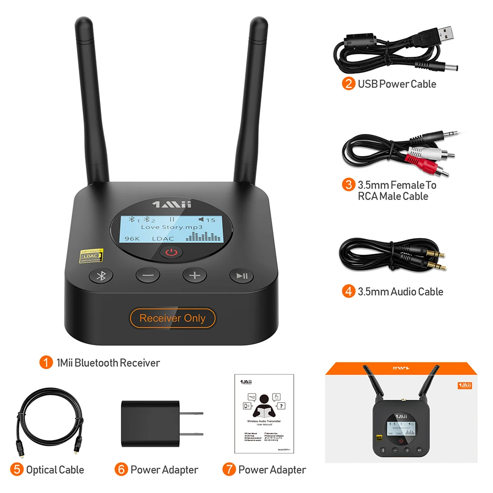 1Mii B06Pro+ Home Stereo Receiver with Long Range for Bluetooth 5.1 LDAC Wireless Audio DAC Chip Adapter Audio & Video view 6
