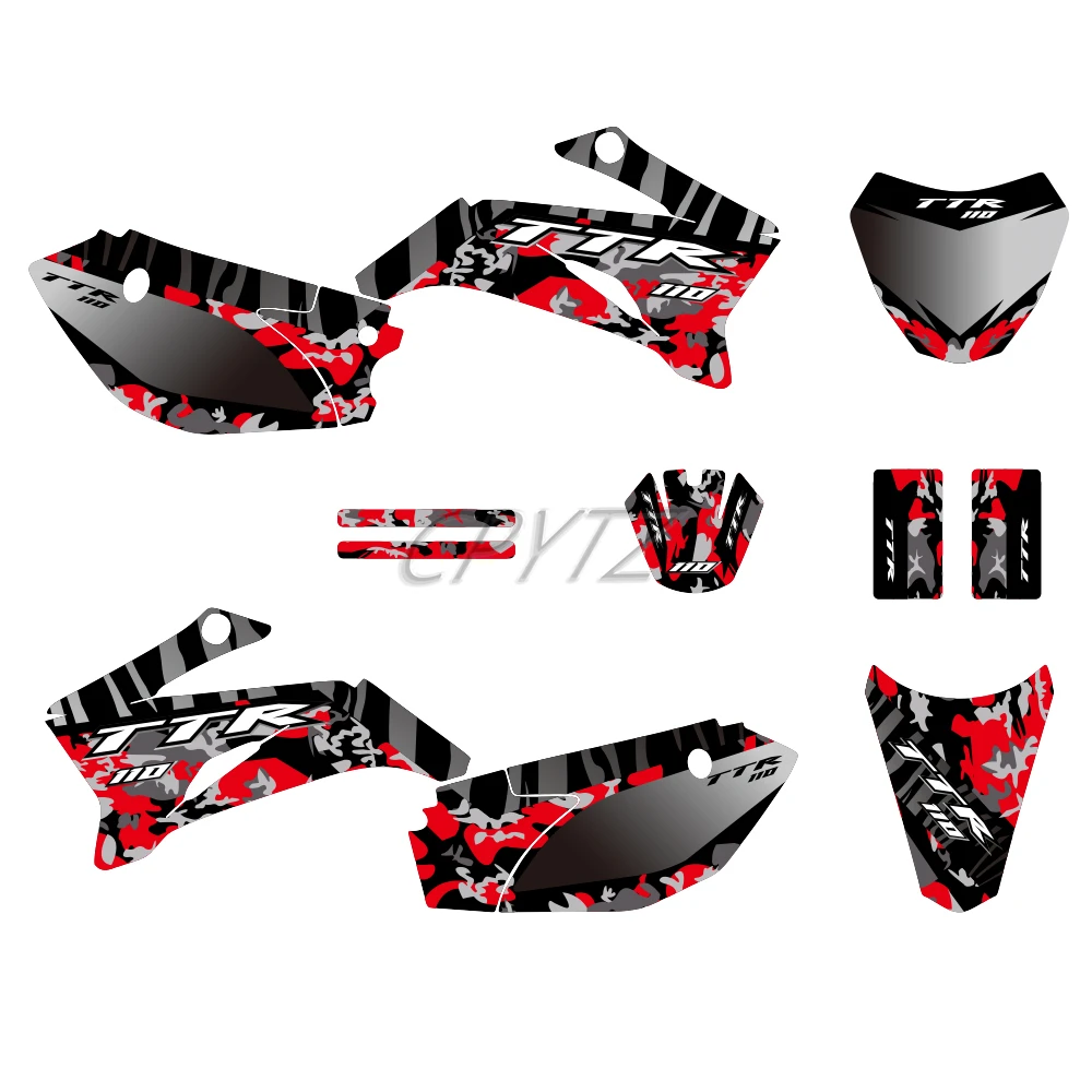 خلفية الرسم مناسبة لياماها TTR110 TTR 110 2008-2021 دراجة نارية الرسومات ملصقات مصورة ديكو أطقم