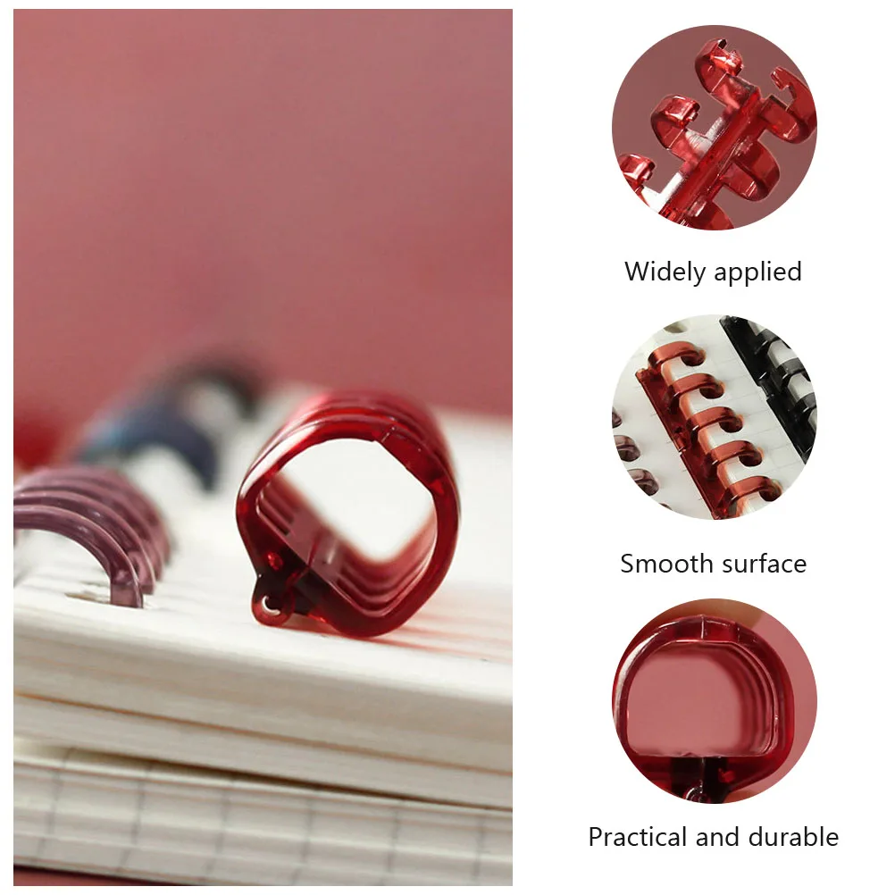 

7 Pcs Loose Leaf Binder Rings Plastic Notebook Five Hole File Creative Stationery Smooth Surface Flexible School Office