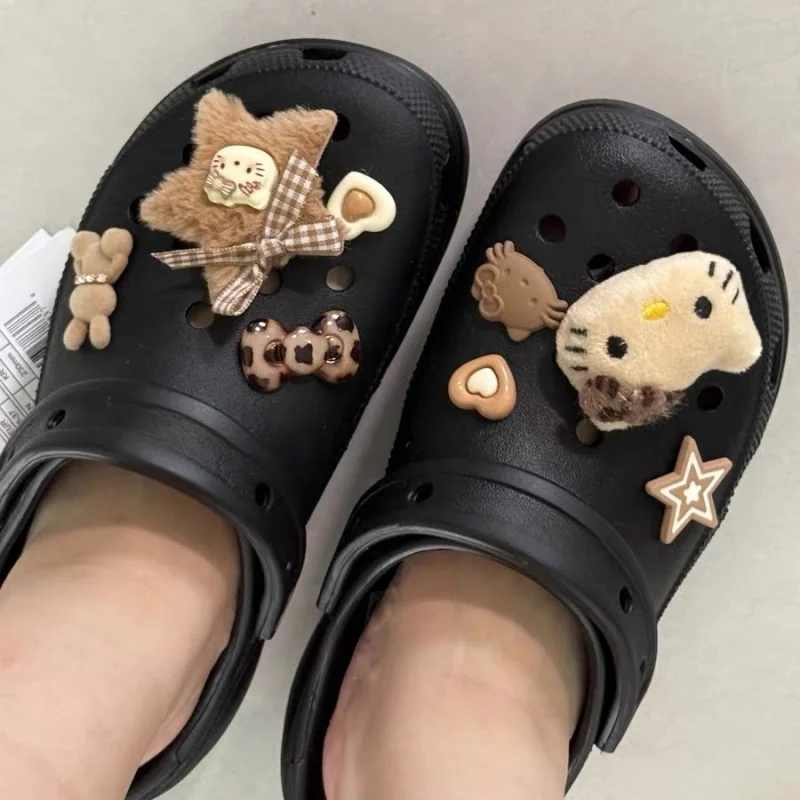 

New Jibbitz Hello Kitty Resin Charms Cartoon Leopard Print DIY Shoes Accessories For Clogs Sandals Xmas Party Gifts