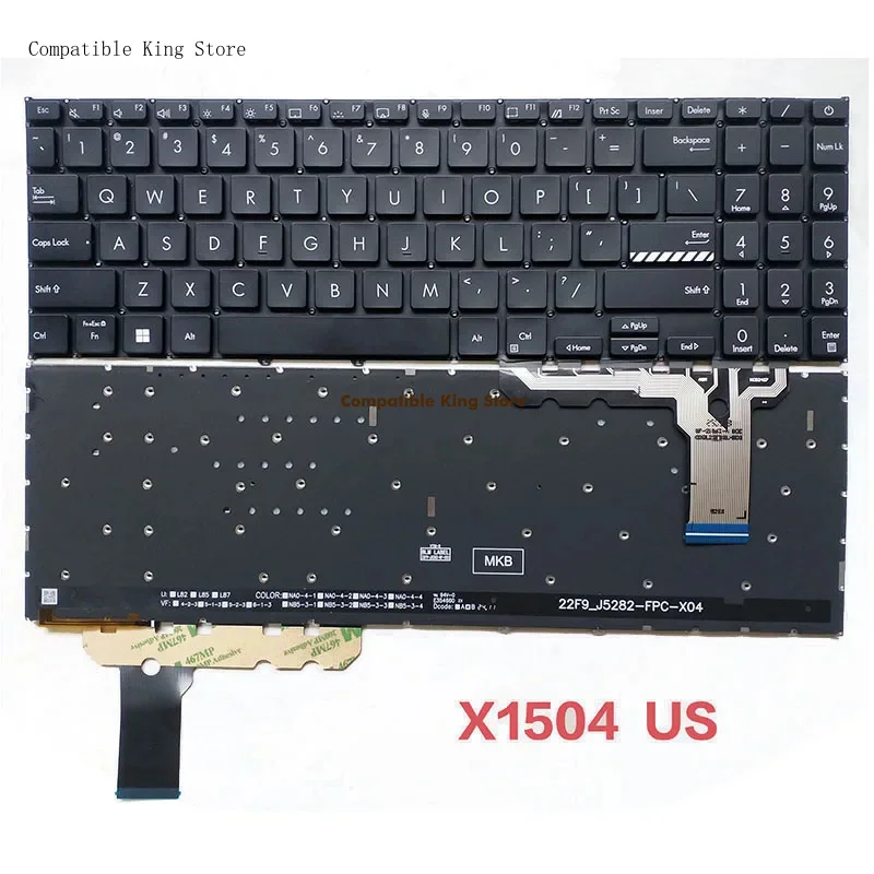 dd Black Color US/RU/TW/SP/CS/LA/UK/FR Layout Backlight Keyboard For Asus X1503 X1504 K3605 K3504 M3504 K3605Z