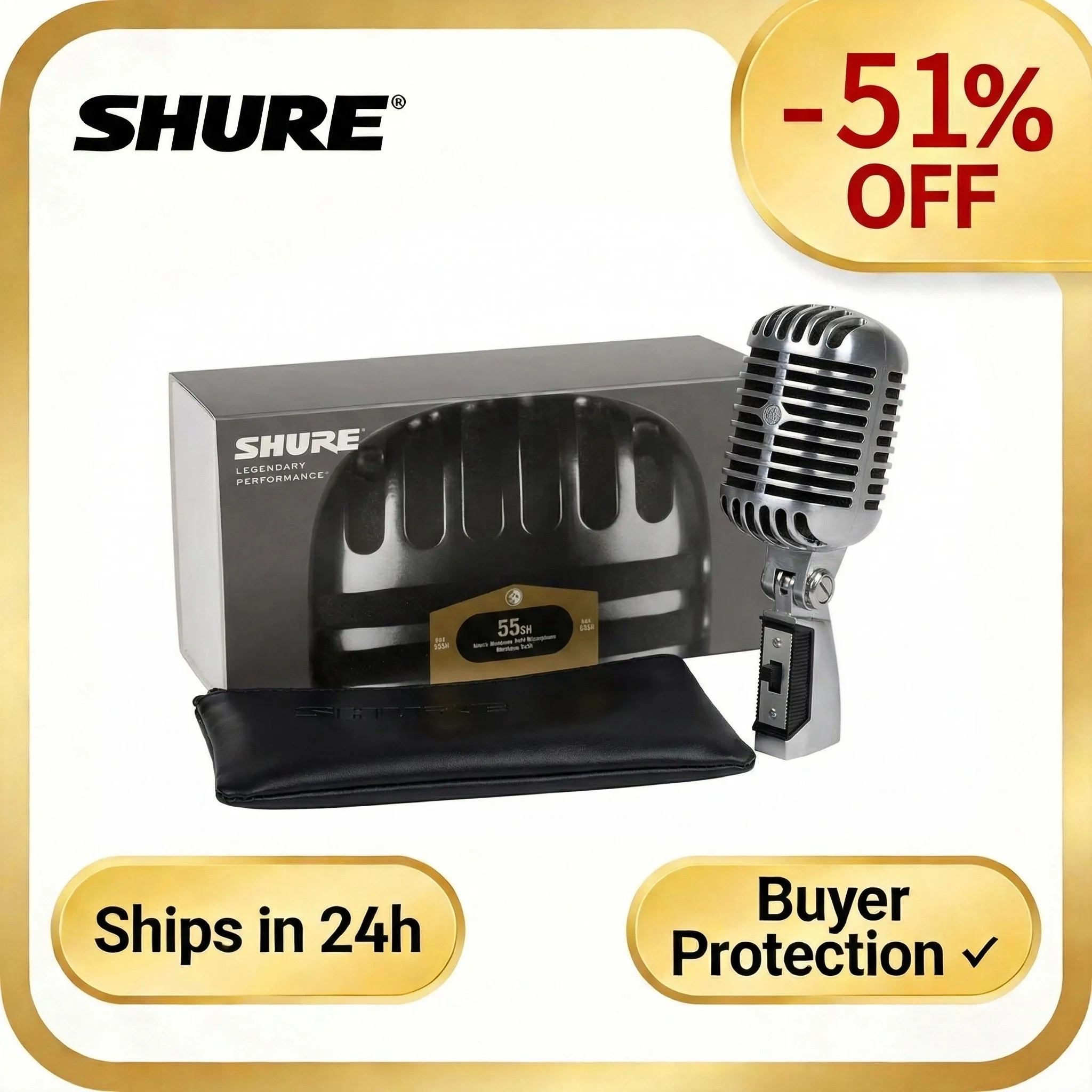microfono-dinamico-shure-55sh-serie-ii-stile-vintage-in-metallo-microfono-vocale-iconico-classico-per-performance-dal-vivo-e-karaoke
