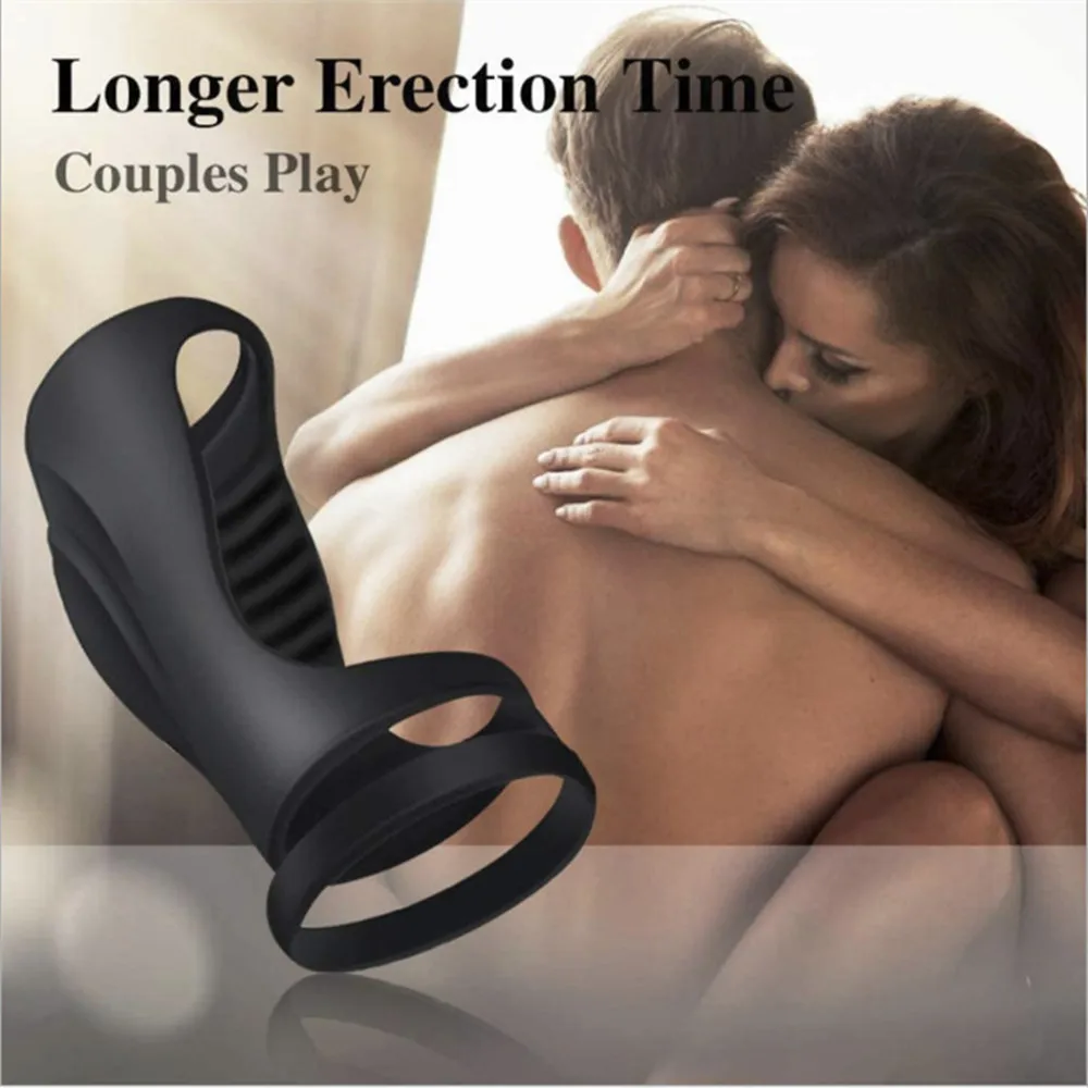 Reusable Lock Penis Ring Male Ejaculation Delay Sleeve Cock Ring Erection Sex Toys For Men Adult ProductSilicone Adult Supplies