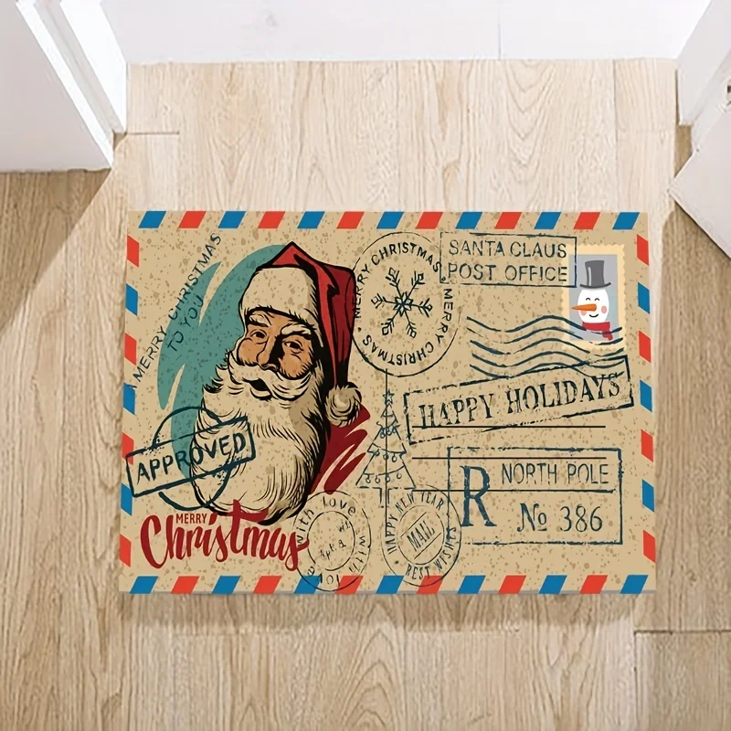 VIKAMA Weihnachtsmann-Teppich, Küchenteppich, für drinnen und draußen, Fußmatte, Wohnzimmer, Schlafzimmer, Weihnachtsdekoration, Komfort-Bodenmatte