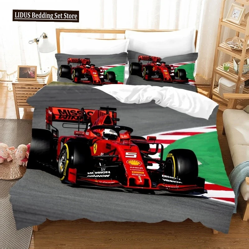 

Red Racing Car F1 Game Racer Bedding Set Boys Girls Twin Queen Size Duvet Cover Pillowcase Bed Boys Adult Home Textileextile