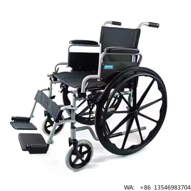 Silla de Ruedas Plegable Ligera de Acero Inoxidable para Rehabilitación de Personas Mayores con Capacidad de 100 kg, Alcance de 15-20 KM, Certificación CE