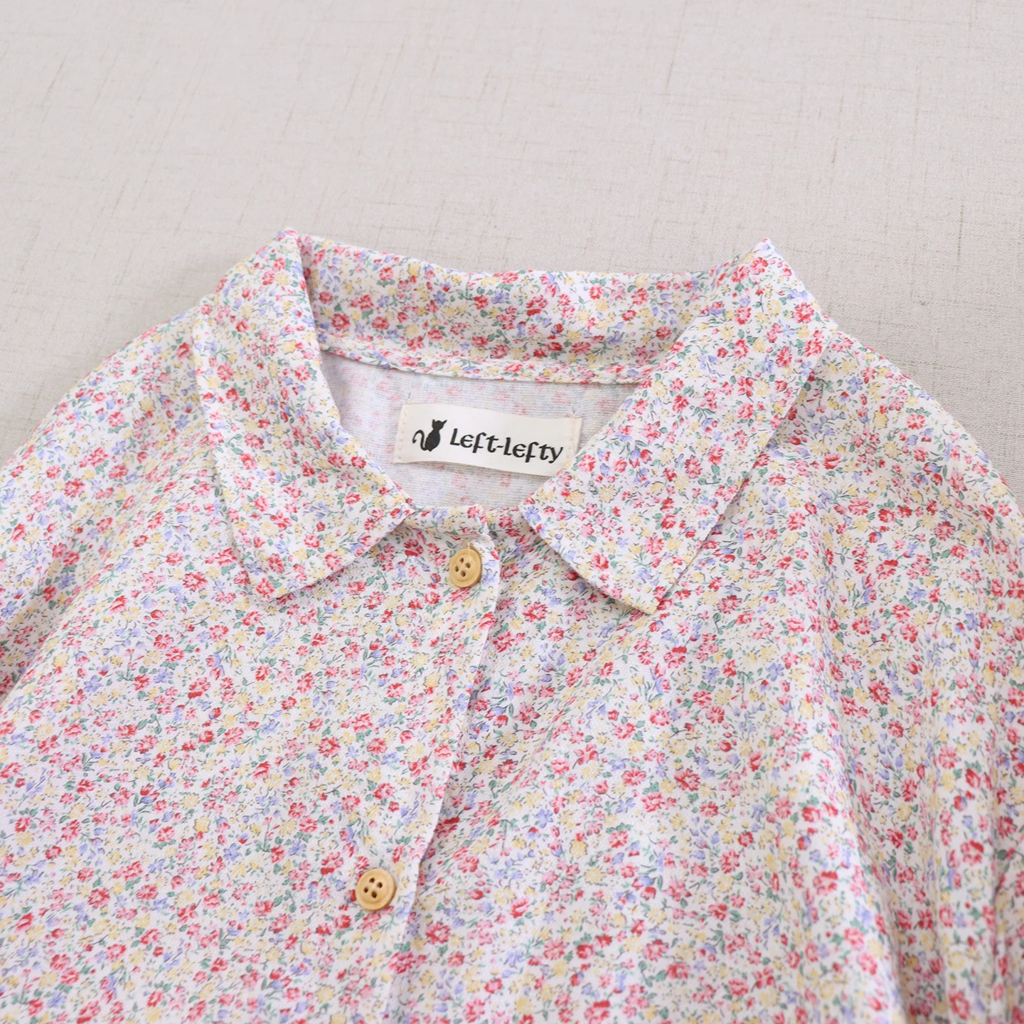 اليابانية الحلو موري فتاة الأزهار المطبوعة الدانتيل المرقعة واحدة الصدر قميص فستان المرأة رفض طوق كم طويل فستان ميدي #5