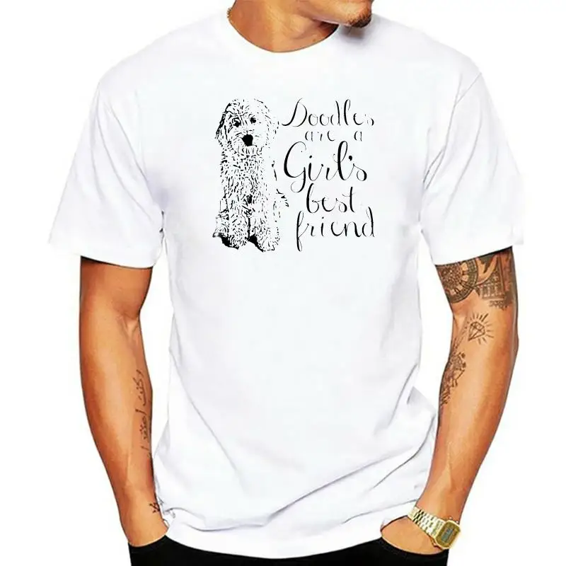 Fashion Mens Short sleeve T Shirt 100% Cotton Doodles are a Girl s Best Friend Golden Labradoodle t shirt