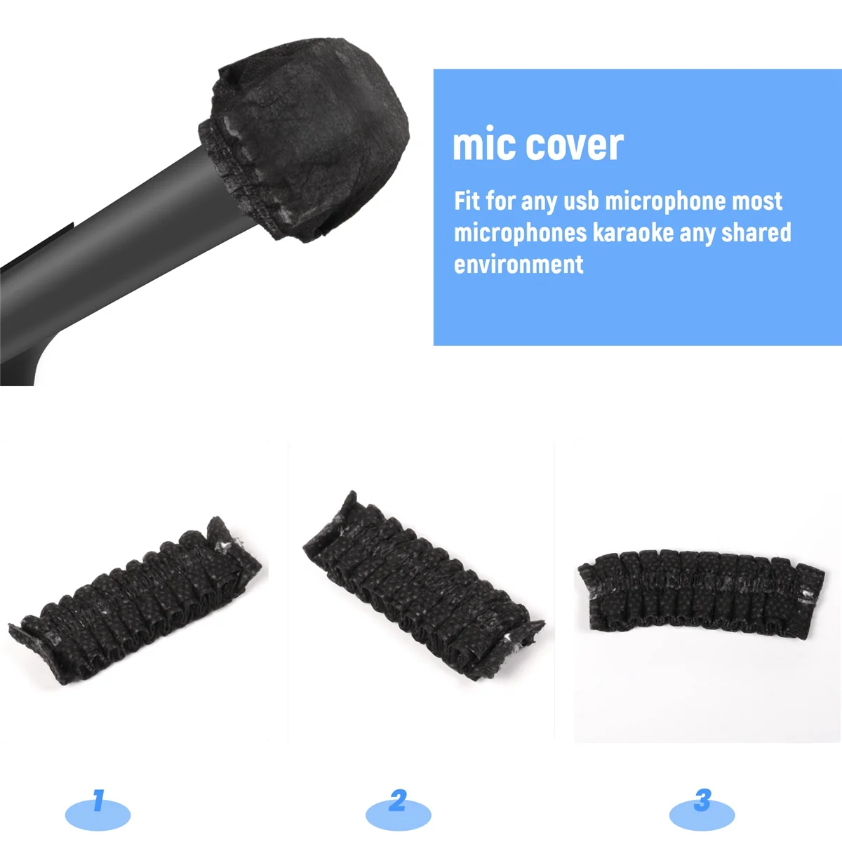 200 Pcs Black Disposable Microphone Covers Karaoke Anti-Splash Mic Cover Dust-Proof Accessories