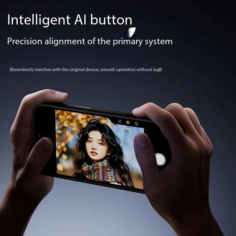 Intelligent AI Integrated Button PU Leather Case for iPhone 17 Pro Max Metal Lens Ultra-thin Original Color Protective Cover