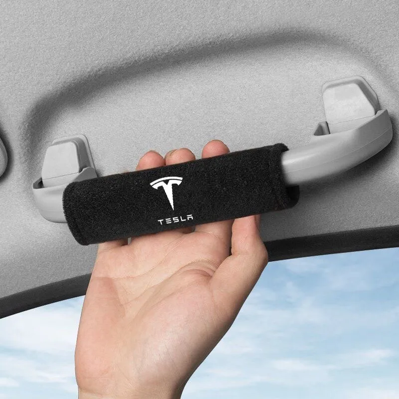 4Pcs Car Door Soft Plush Handle Cover protettiva Tesla Model 3 Model S Model X Model Y Auto Interior Door corrimano Decor Covers