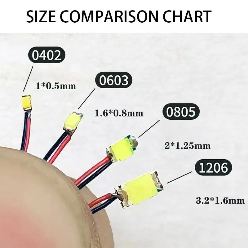 10 Stücke 0402 0603 0805 1206 SMD LED Lampe DIY Eisenbahn Modell Kits Spielzeug Licht 3 V 30 cm Emittierende Diode Wram Weiß Rot Grün Blau Gelb