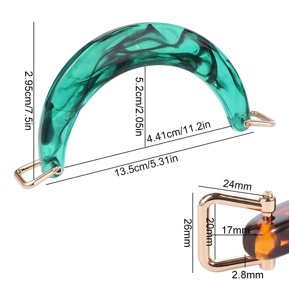 

Ручка для женской сумки из смолы без сверления, янтарная, U-образная, с квадратной пряжкой, полукруглая ручка для тоут-сумки, ручная работа