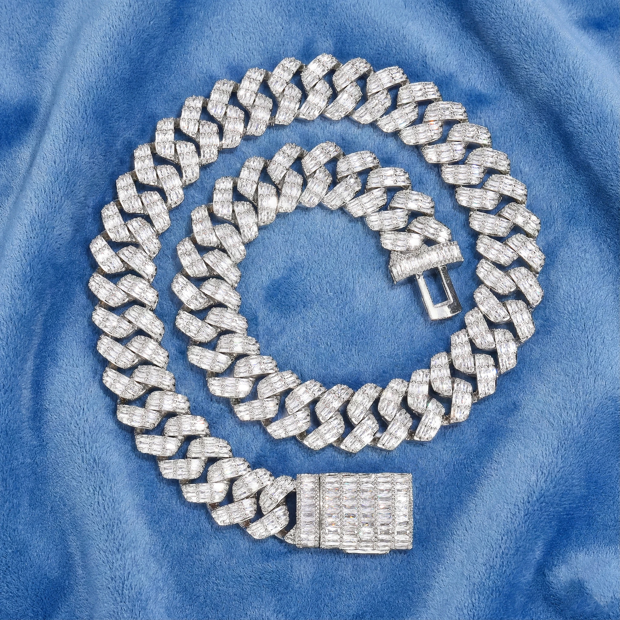 

Iced Out 18mm Baguettecz Cuban Link Necklace/Bracelet Full Paved Bling 5A+ Cubic Zirconia Chain Fashion Men Hip Hop Jewelry Gift