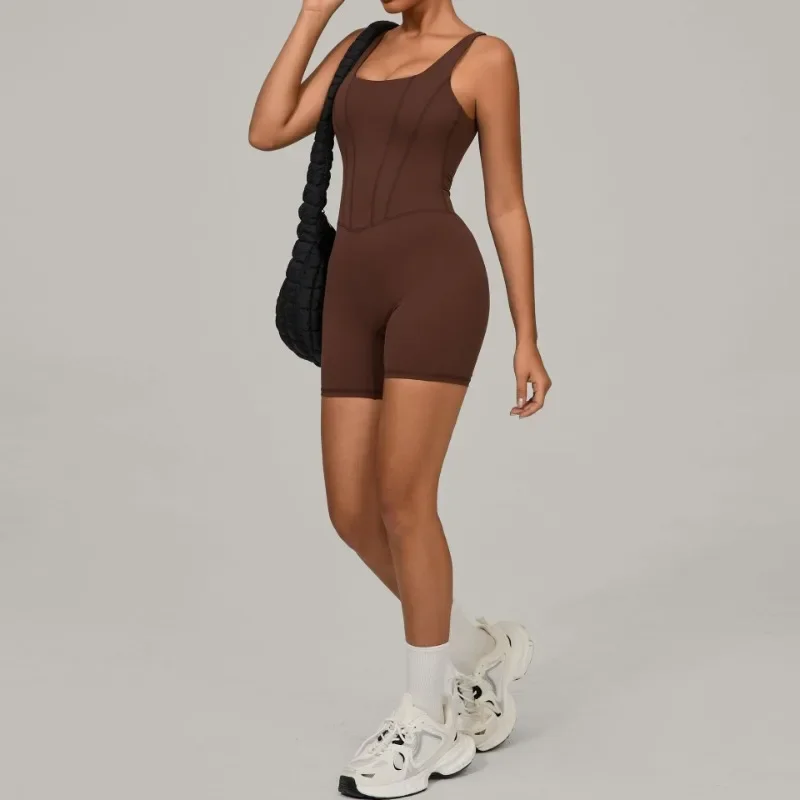 

Women's Seamless Yoga Jumpsuit Quick-Dry Naked Feel Adjustable Straps Butt Lift Activewear Gym Workout Running Fitness Bodysuit