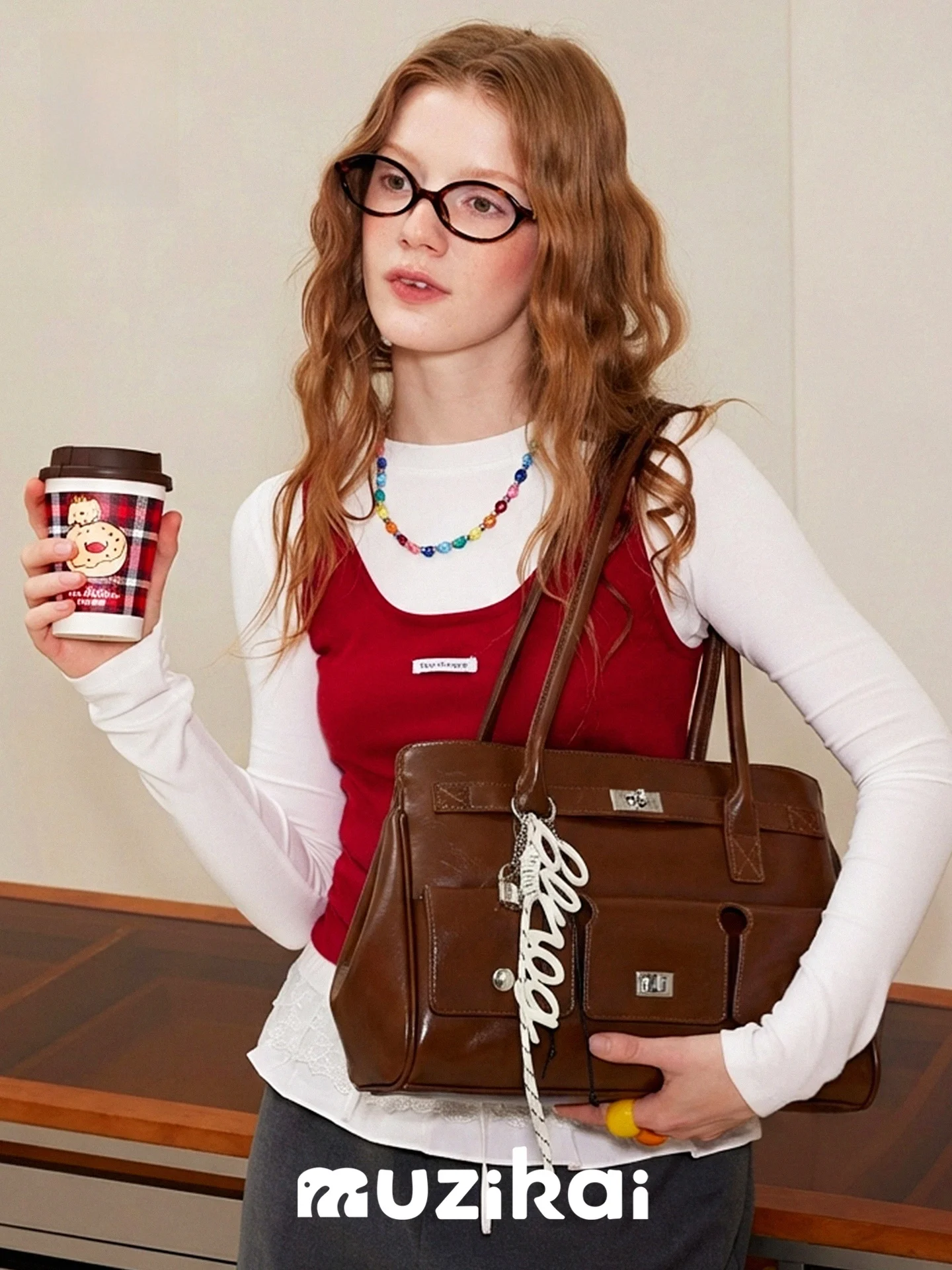 

MuziKai Large Capacity Women's Tote Bag Simple Retro Single Shoulder Briefcase Spring Summer New Style Korean Fashion PU Leather