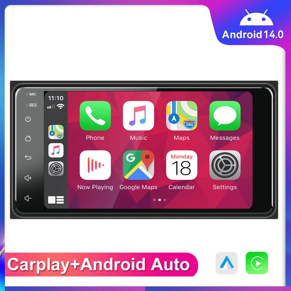 

2 DIN Android 14 Stereo Carplay Auto Universal Multimedia video Player for Toyota Vios Crown Camry Hiace Previa Corolla RAV4