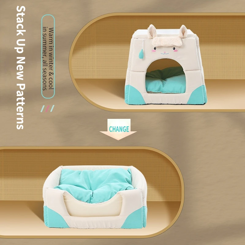 

Dual-purpose folding cat litter fully enclosed cute alpaca pet pad comfortable breathable puppy dog litter Cotton velvet & Mat