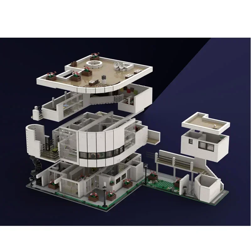 MOC-94838 City Architectural Street Scene Saltzman House von Richard Meier Block Model5128Parts Jungen Kindergeburtstag Spielzeug Geschenk