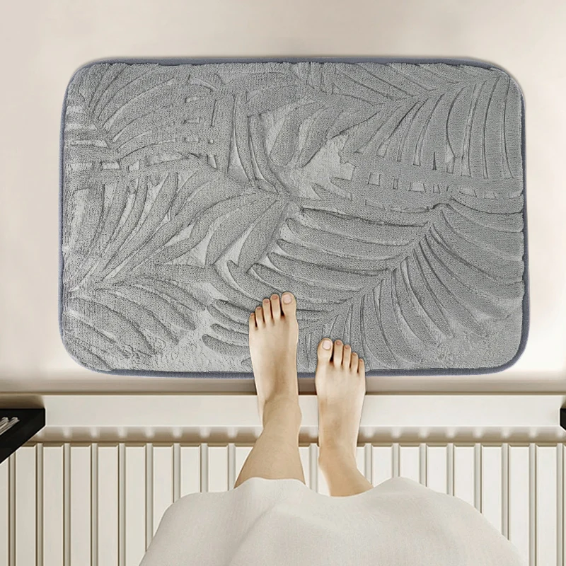 Floor Bath Mat Coral Fleece Bathroom Carpet Water Absorption Non-slip Memory Foam Absorbent Washable Rug Toilet Floor Mat