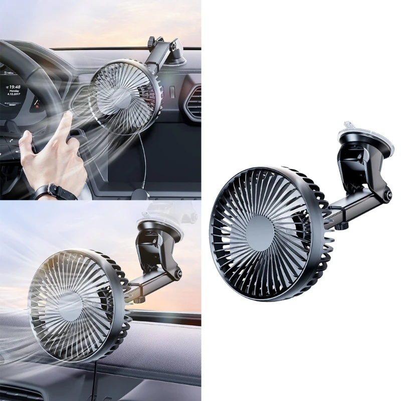 Car Fan 5V/24V/USB Portable Suction Cup Auto Cooler 360 Degree Adjustable Car Dashboard Fan view 4