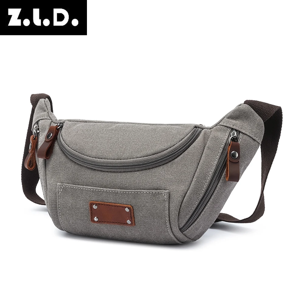 

Canvas waist bag, outdoor leisure sports crossbody chest bag, men's portable change phone bag, multifunctional