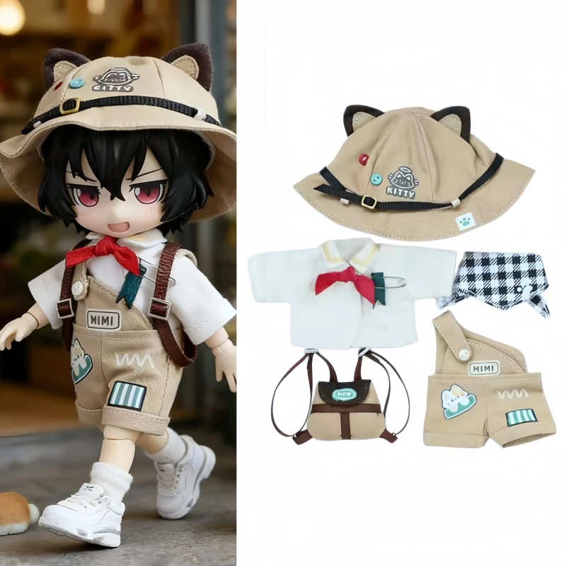 

For Obitsu 11 Outdoor Camping Hat Backpack Cute Suit For 1/12 OB11 Gsc NAGI Molly Body BJD Doll Cloth Doll Outfit Clothes
