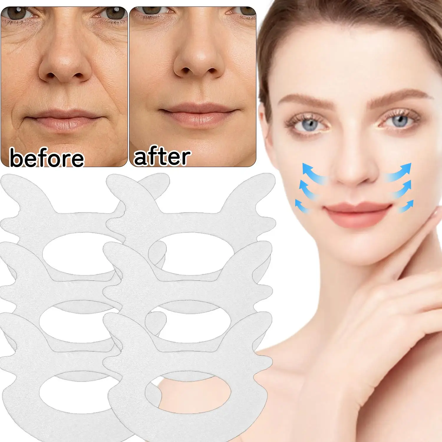 Nasolabial Folds Mask Patch Contain Collagen Hyaluronic Acid Firming Skin Fade Fine Lines Moisturizing Anti Wrinkle Facial Mask