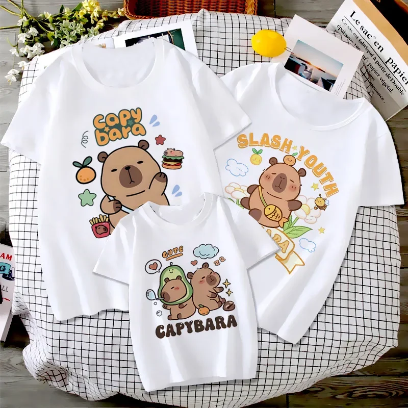 

Family Matching Outfits Cute Cartoon Printed T-shirt Summer Parent Children Casual Kawaii O-Neck Short Sleeve Tops T-shirt