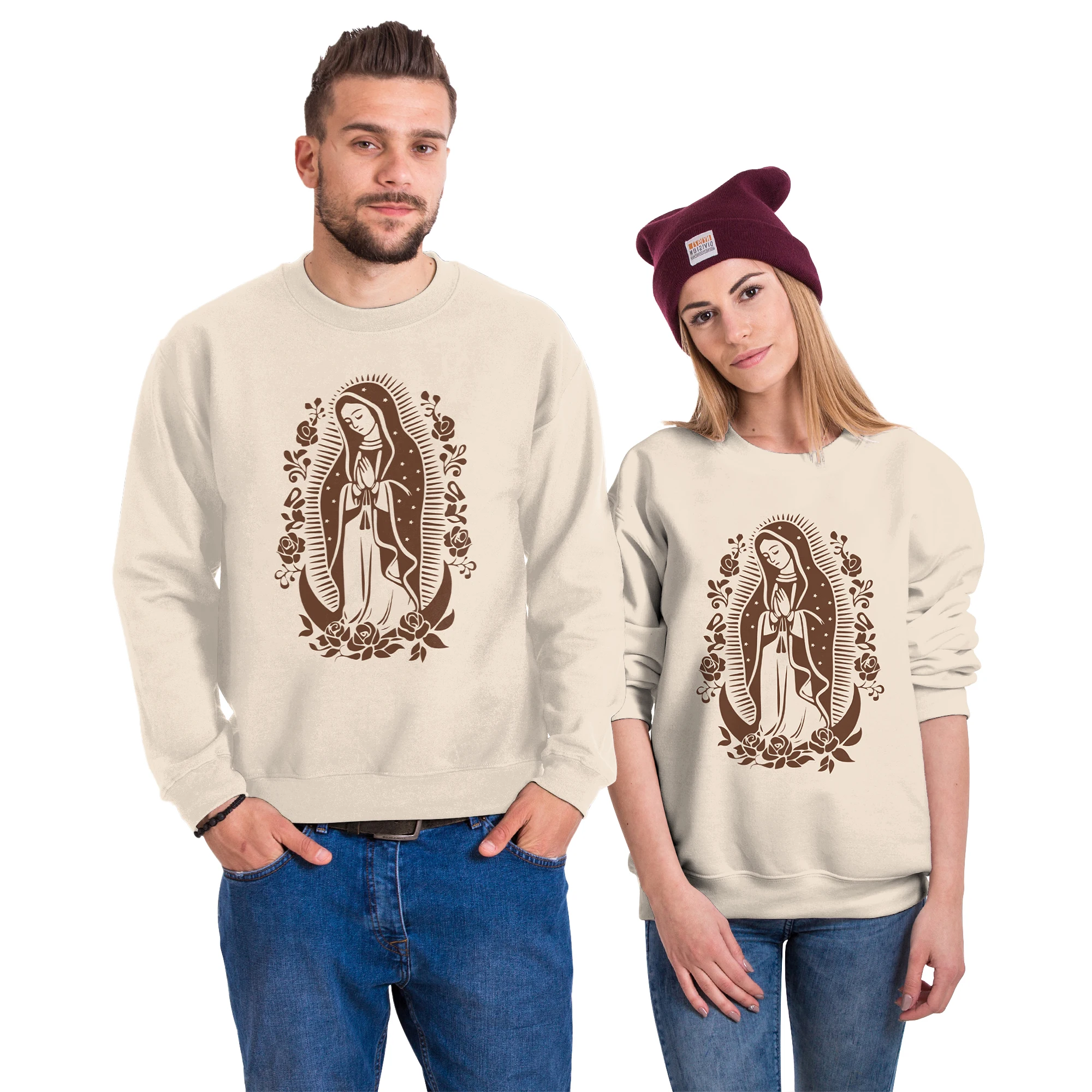 Virgin Mary Mother of God Guadalupe Graphic 3D Printing Female Couple Christian Women Casual Streetwear Crewneck Sweatshirts Top