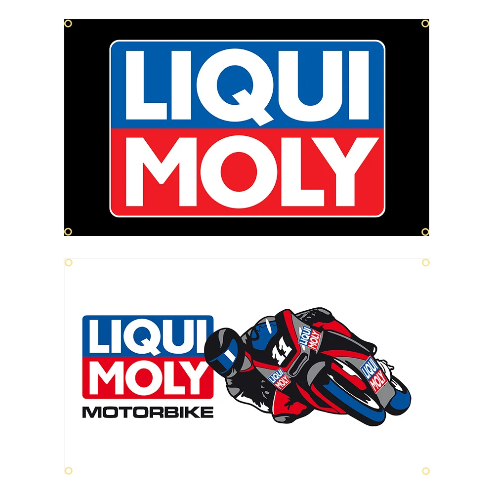 

90x150cm Ger Liqui Molys Moto Oil Flag Polyester Printed Racing Car Banner Garage or Outdoor For Decoration Tapestry