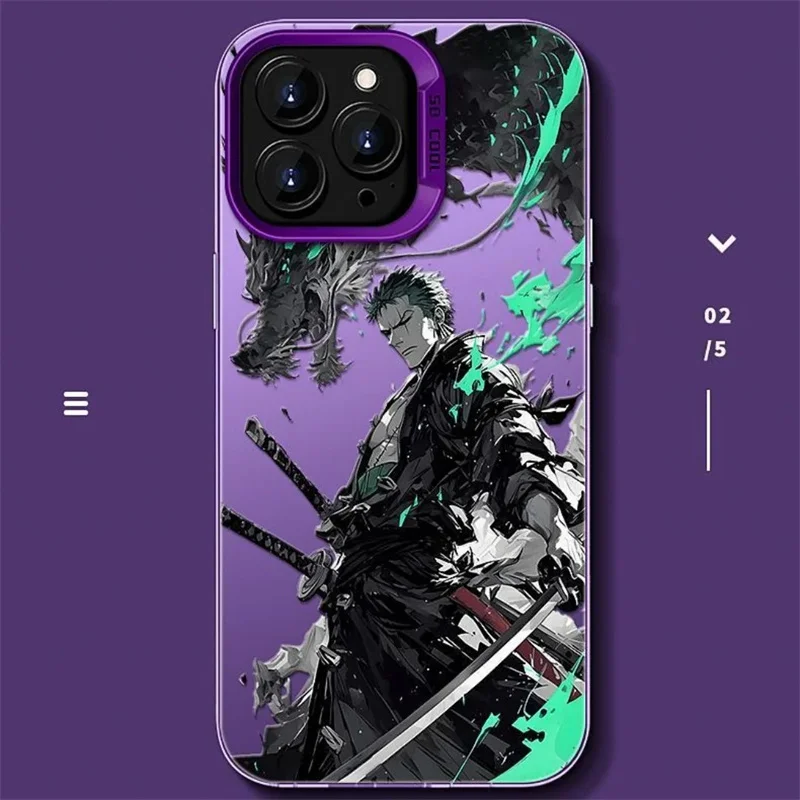 Japan Anime Roronoa Zoro Phone Case for iPhone 11 12 13 14 15 16 17 Pro Max Plus Air 17ProMax 3D One Piece Gear 5 Aurora Cover view 6