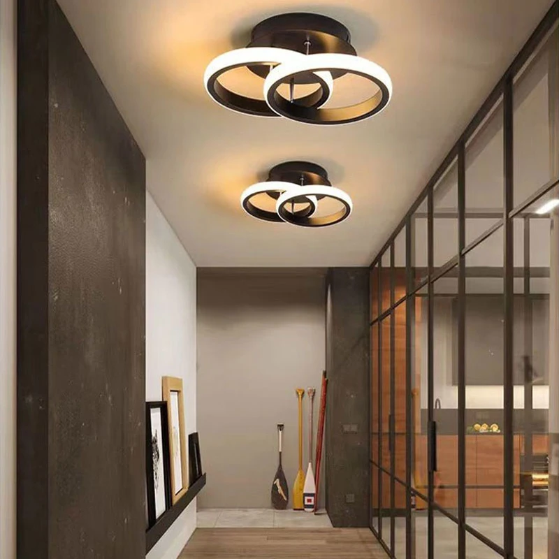 Black Gold LED Ceiling Lights Ceiling Lamp with RC for Corridor Aisle Entrance Indoor LED Chandelier Lighting Fixtures