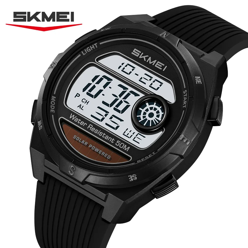 Skmei 2436 Silicone Strap LED Waterproof Chronograph Digital Military Alarm Clock Solar Power Mens Sports Watches Fashion