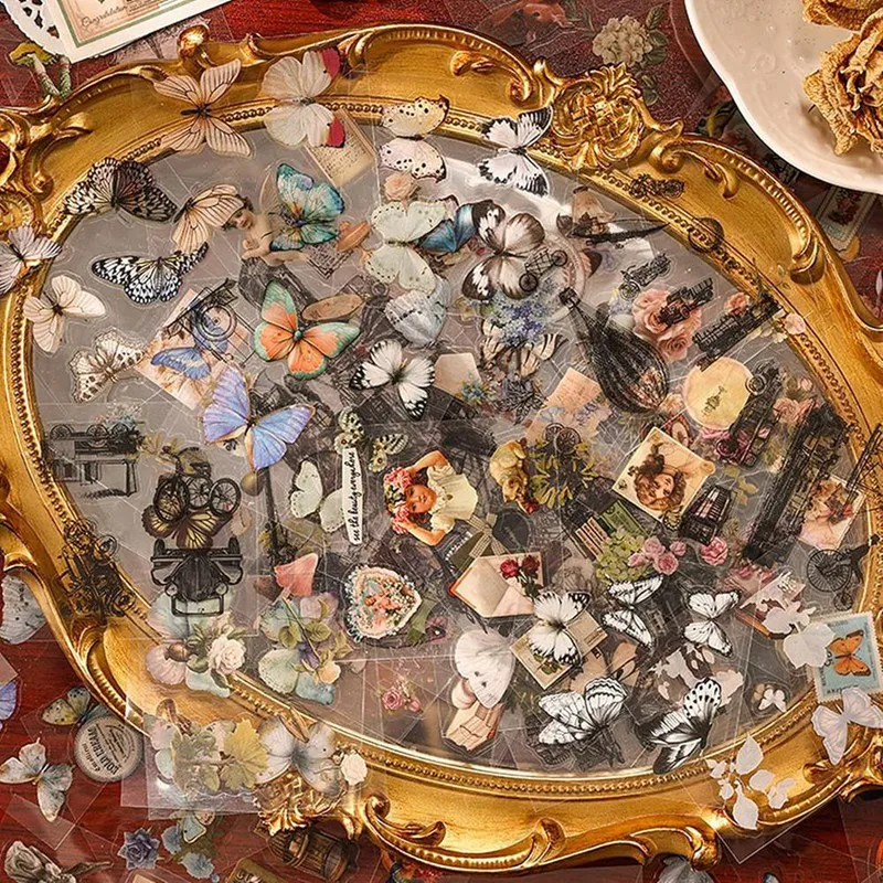 100 листов винтажных цветов в виде бабочки