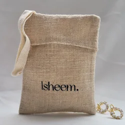 Natural Linen Handbag 8x10cm 9x12cm 13x18cm pack of 50 Jewelry Gift Packaging Envelope Pouches with Ribbon