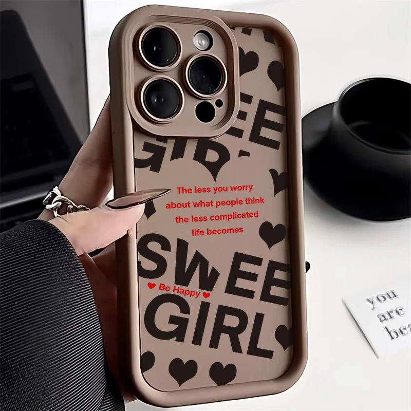 Love Heart Phone Case For iPhone 16 Pro Max Case iPhone 11 17 14 12 15 13 Pro Max XR XS 7 Plus SE Shockproof Soft Silicone Cover