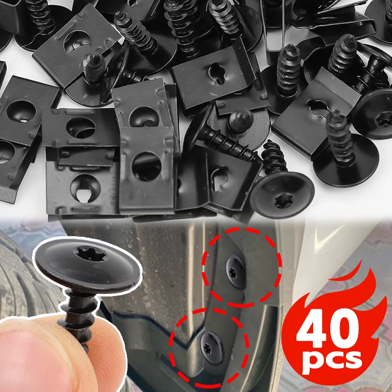 Car Metal Screw Fastener U-Type Clip Anti Rust Clamp Fastener Bumper Fender Trim Panel Fasteners Board Clips Accessories