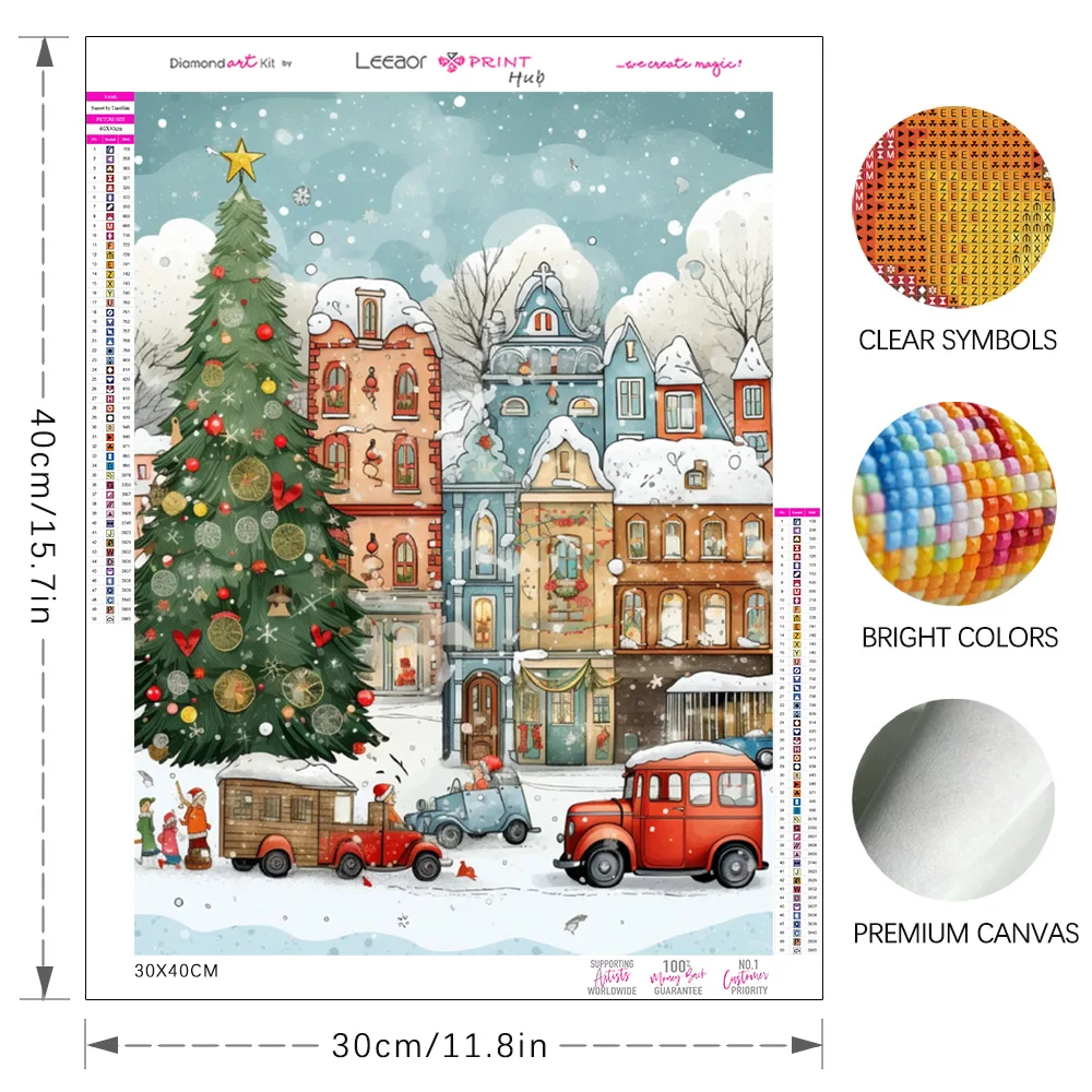 DIY 5D Diamond Painting Christmas City Snow Scene Art Full Rhinestone Diamond Painting Embroidery Kit Handmade Home Decor Gifts