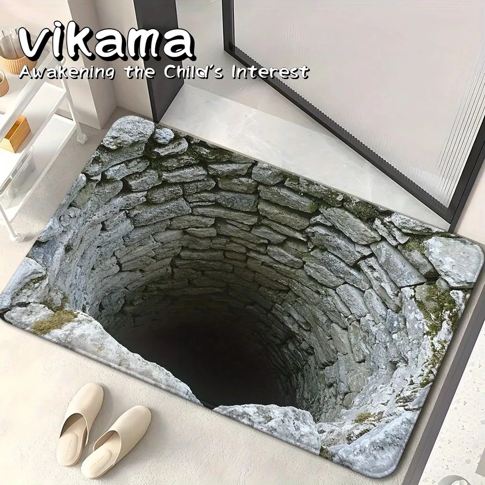 VIKAMA 3D Visual Polyester Fiber Doormat — Home Bathroom Door Water-Absorbing Anti-Slip Foot Mat, Easy-Care Home Decor Rug
