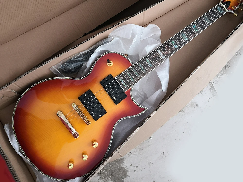 

Электрическая гитара Cherry Sunburst, 6 струн, с грифом из палисандра, инкрустацией и переплетением