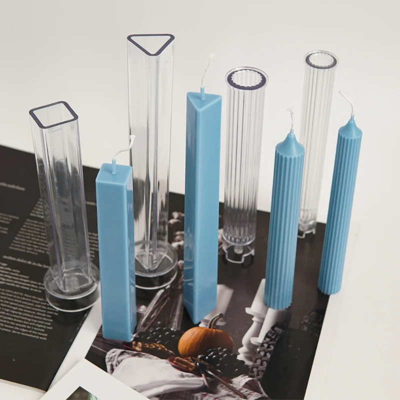 Scented candle mould triangular rectangular long rod wax spire vertical pattern pc acrylic plastic candle mold