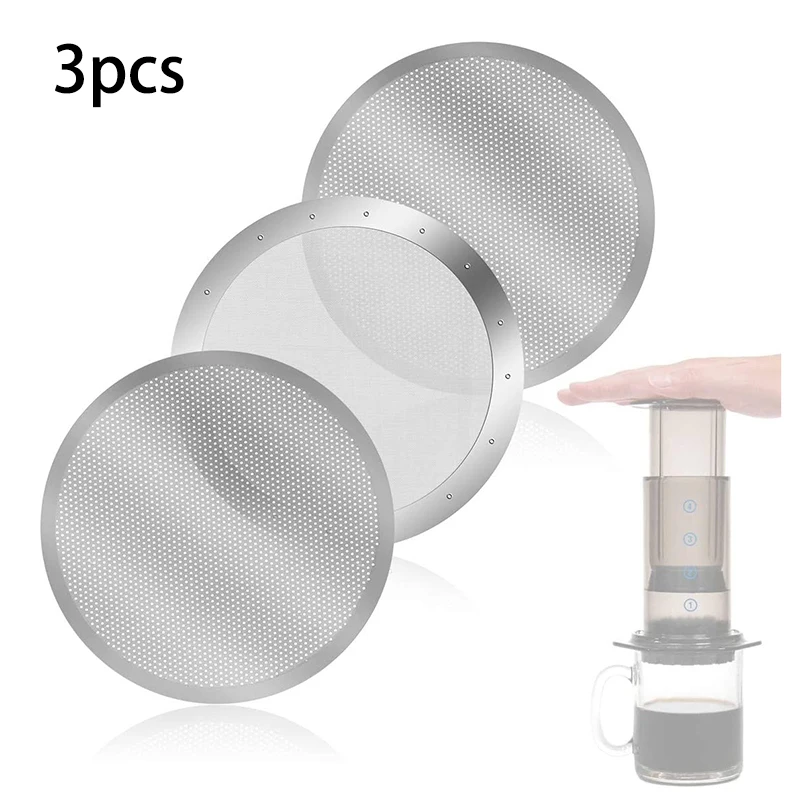 Picture 6: 3 Pack Metal Reusable Coffee Filter Mesh for Coffee Maker Espresso Maker, Silver