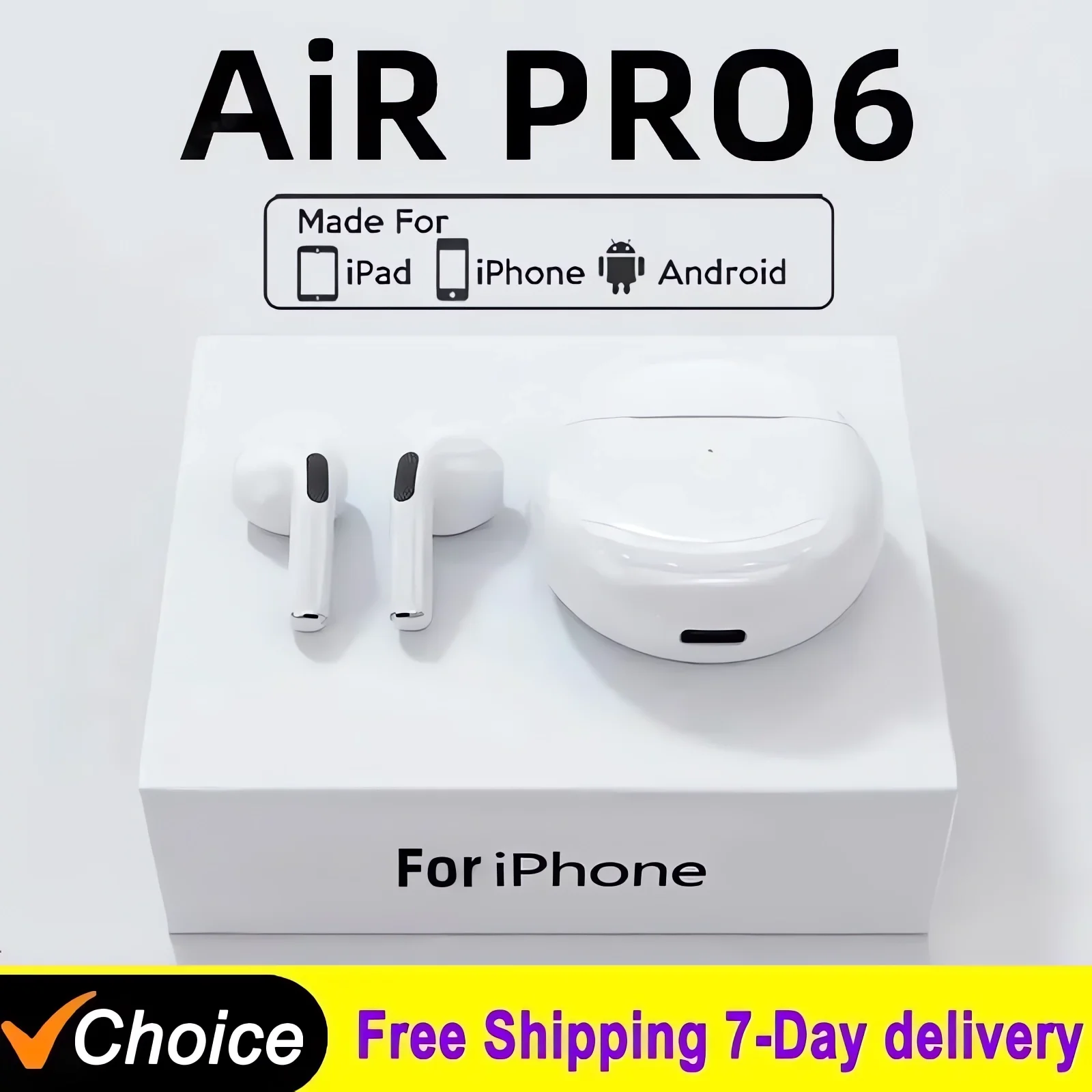 Dla APPLE oryginalne bezprzewodowe słuchawki Bluetooth Air Pro 6 TWS Fone zestaw słuchawkowy stereo dla iPhone słuchawki Xiaomi akcesoria do telefonu