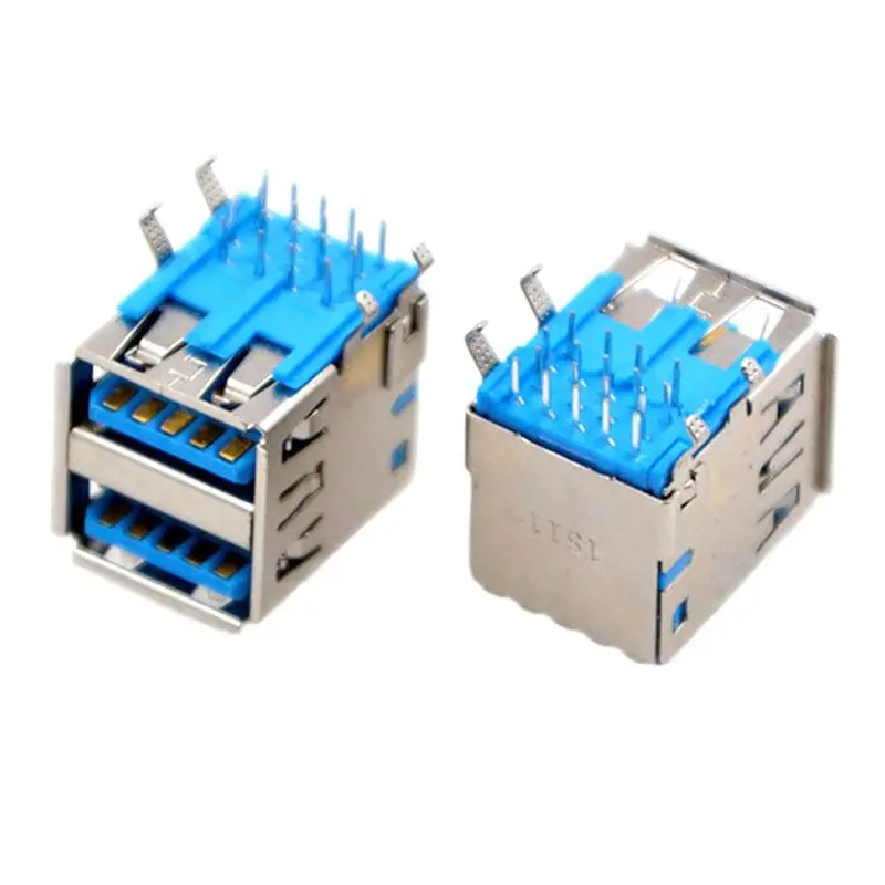Interface de Soquete Usb 3.0 Duplo Conector Fêmea 90 Graus tipo a Pcb Novo Especial Atacado 100 Pcs